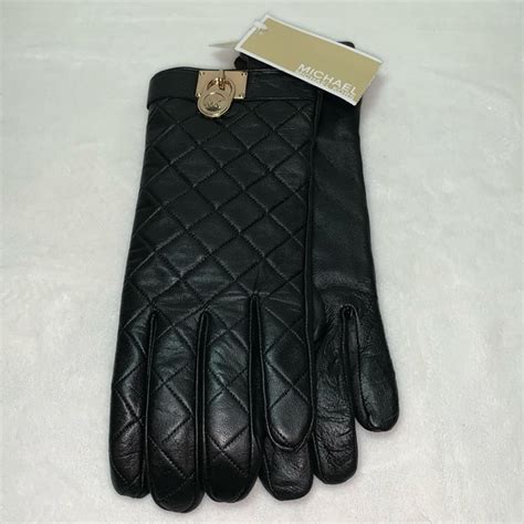 michael kors womens tech touch quilted leather hamilton lock gloves